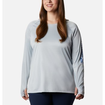 Columbia Ženske Majice S Kapuljačom - PFG Tidal Plus Size Sive Plave | FVTB-05329